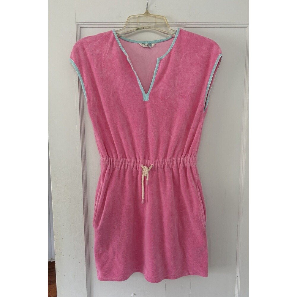 Boden Bubble Gum Pink Terry Cloth Towel Cinch Waist Cover Up Dress Sz US 4